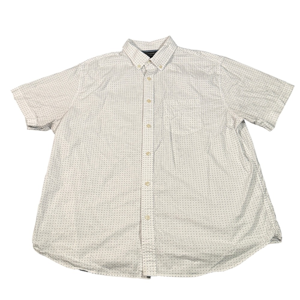 Banana Republic Mens XL Stretch Soft Wash Standard Fit Dotted SS Shirt White
